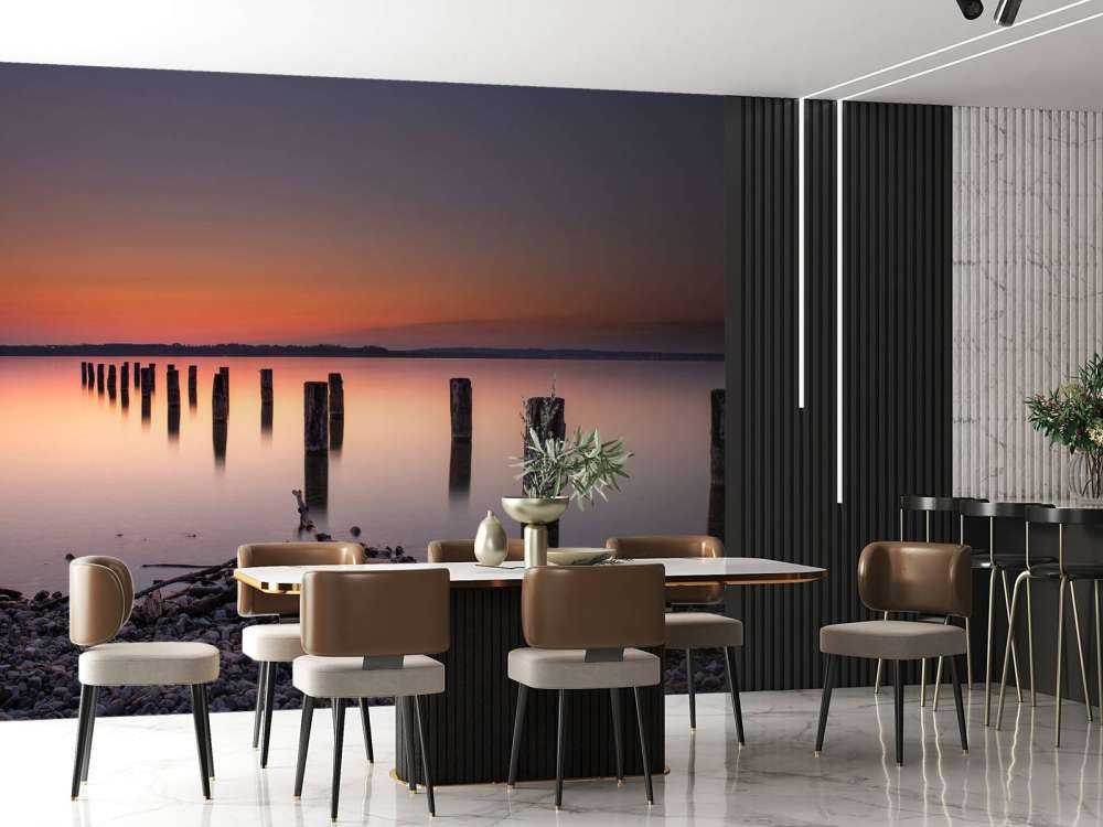 Lyserød stille strand