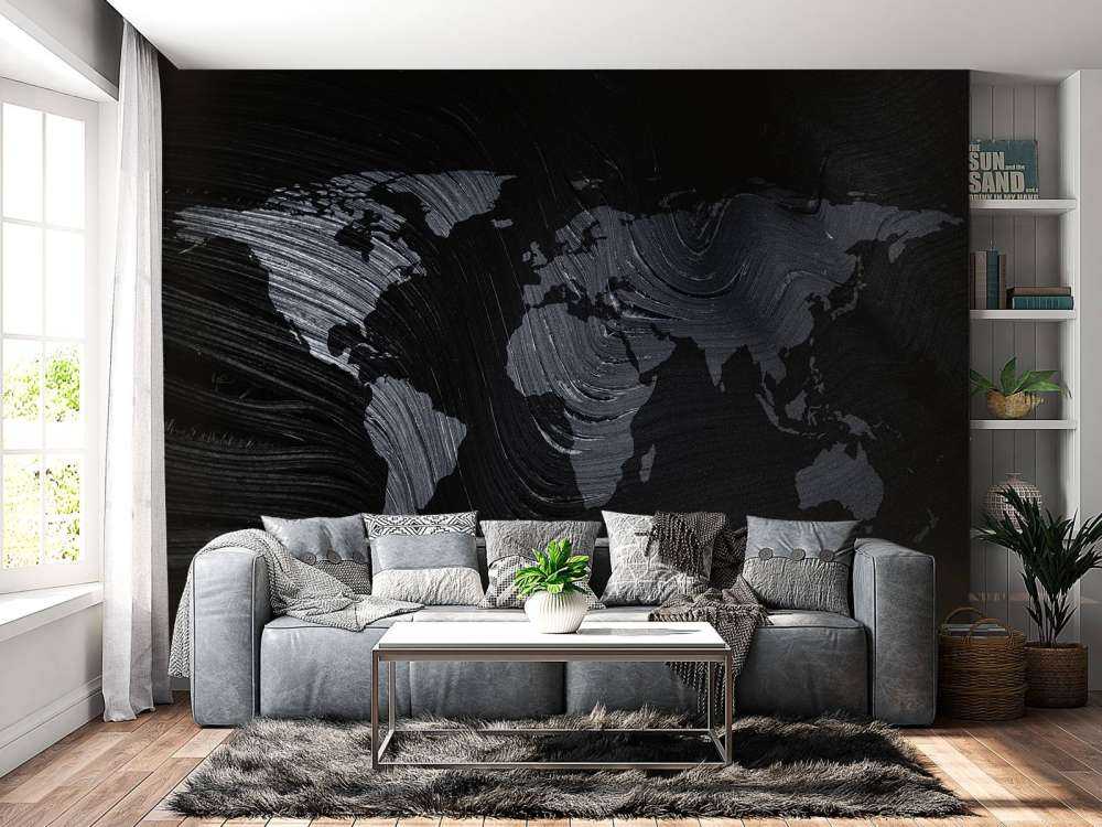 Världskarta på ett palmblad