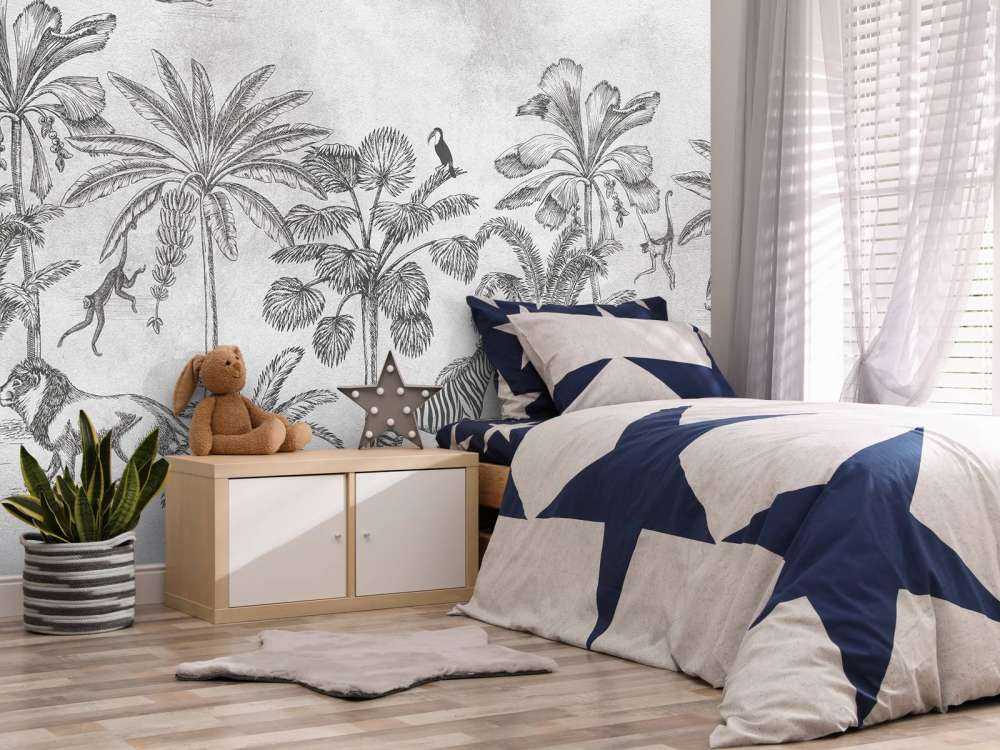 Tropiska djur djungel grå