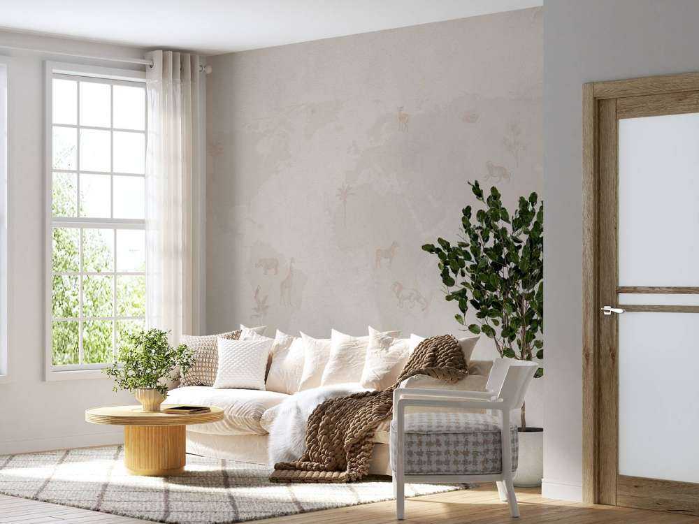 Världskarta skiss taupe