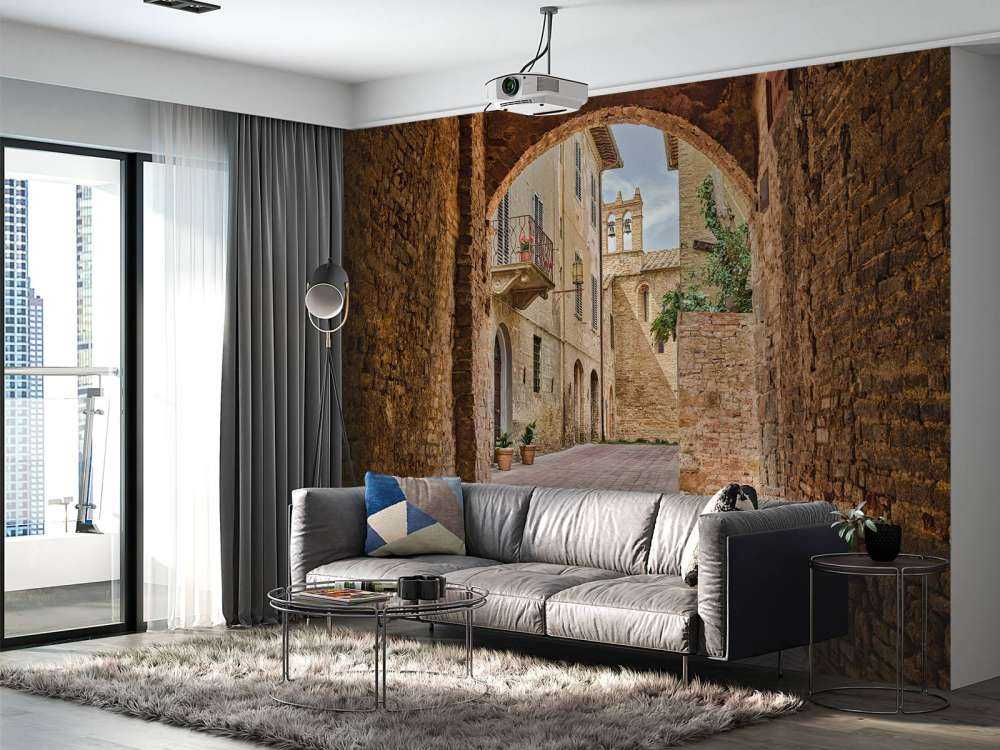 Genomskinlig gränd med valv