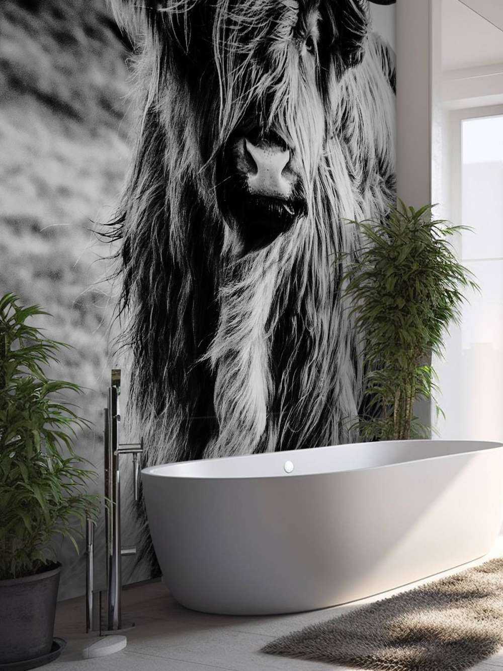 Skotsk hoglandare i svartvitt