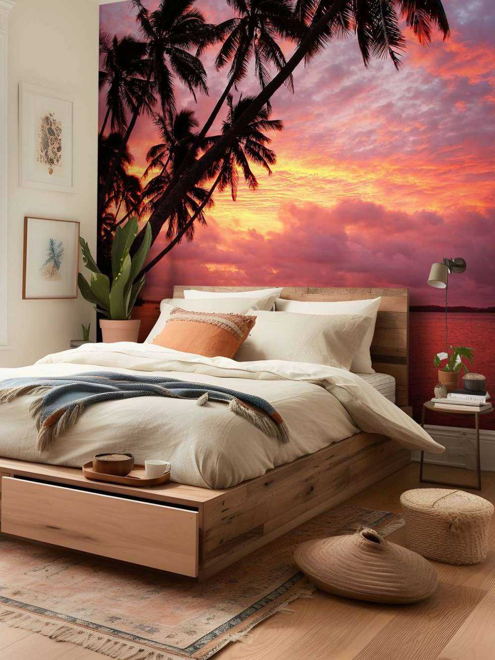 Palmer över ett rött hav