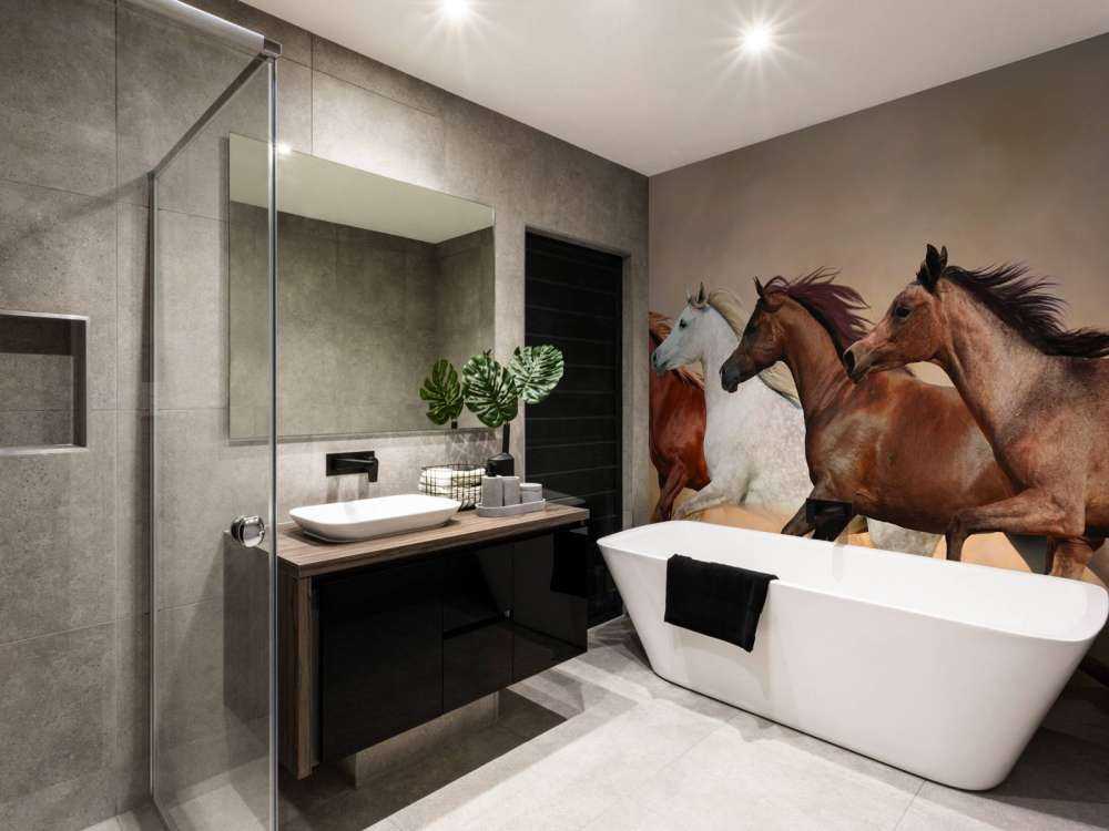 Galopperande hästar i en sandstorm