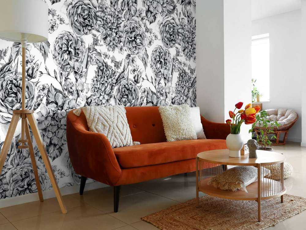 Svartvit Blomträdgård