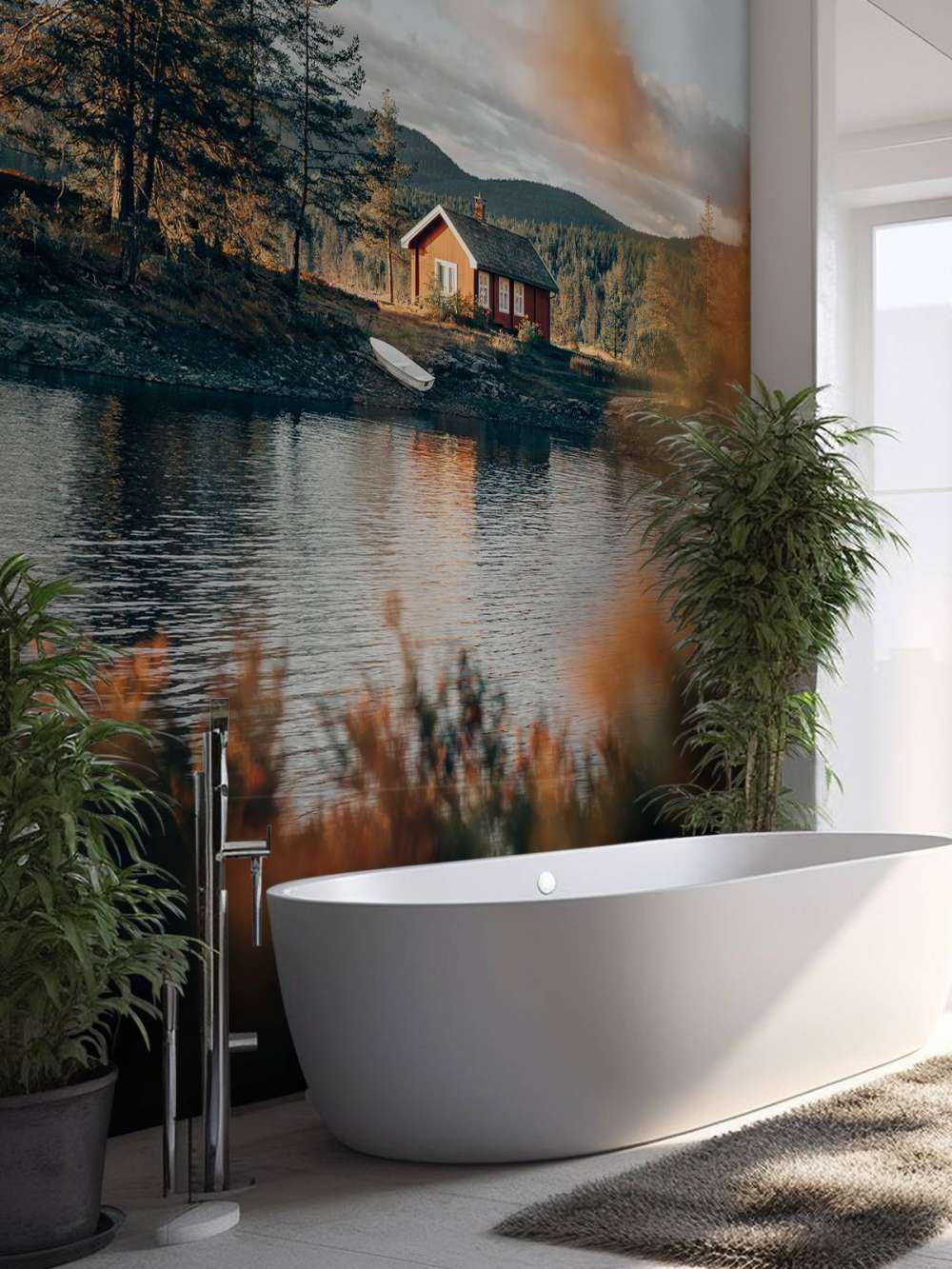 Rött hus vid sjön