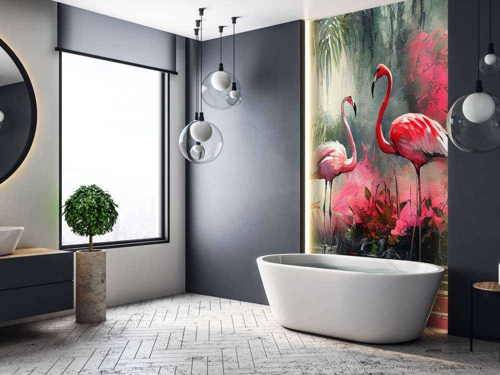 Karminröd Flamingo Skiss