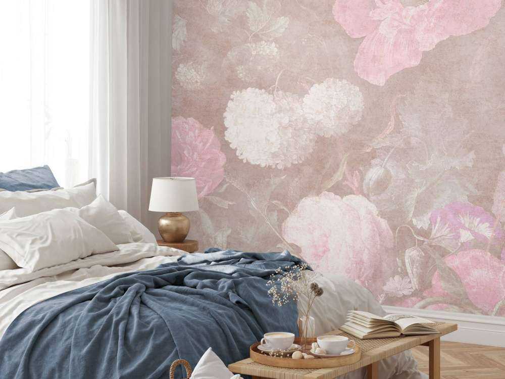 Stilleben med barockblommor - vintage pastell