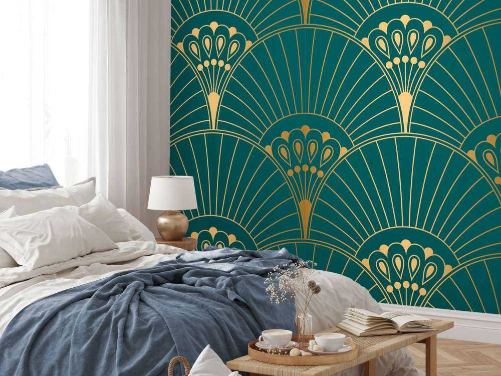 Art deco-fläkt i teal