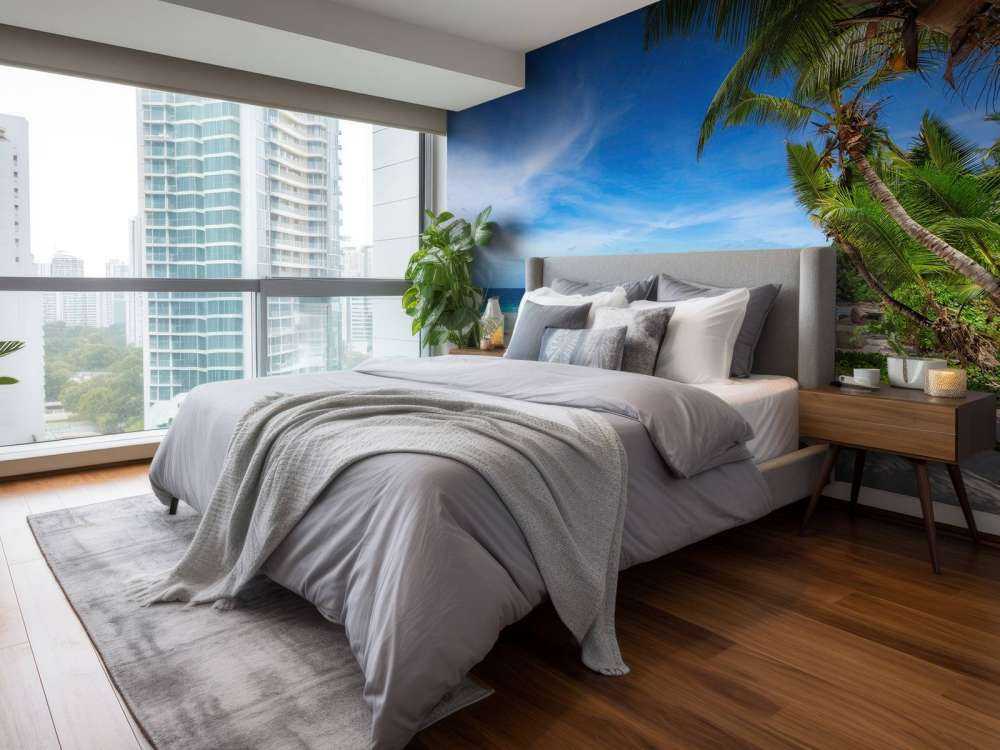 Tropisk strand med palmträd