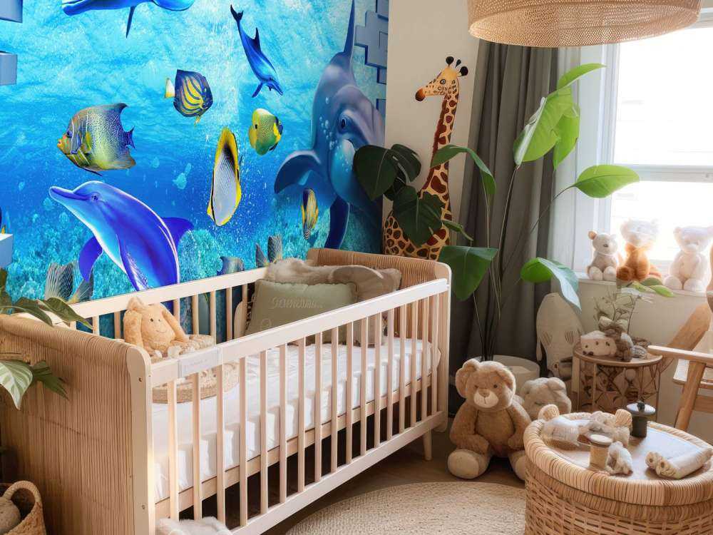 Delfiner bakom en vägg