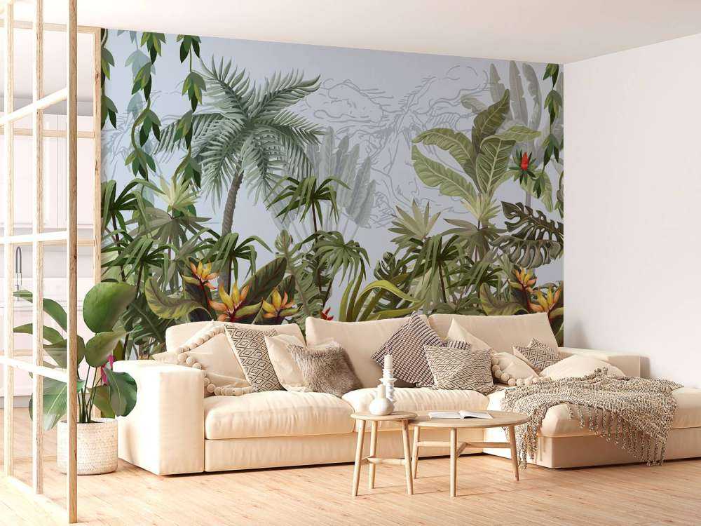 Djungelträd och blommor