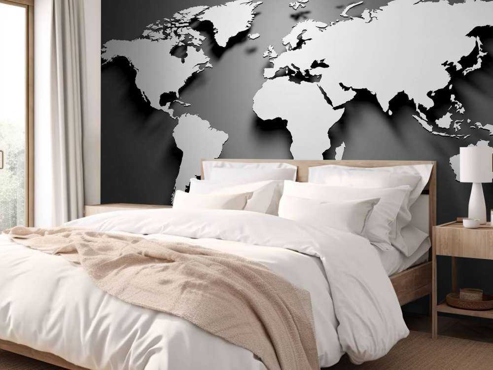 3D världskarta svart