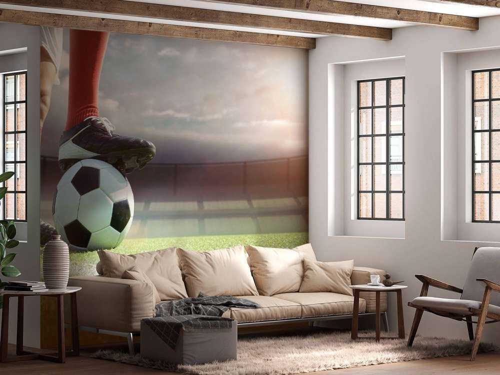 stadion med fotbollsspelare
