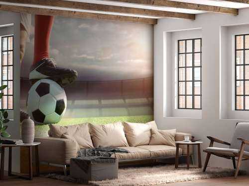 stadion med fotbollsspelare