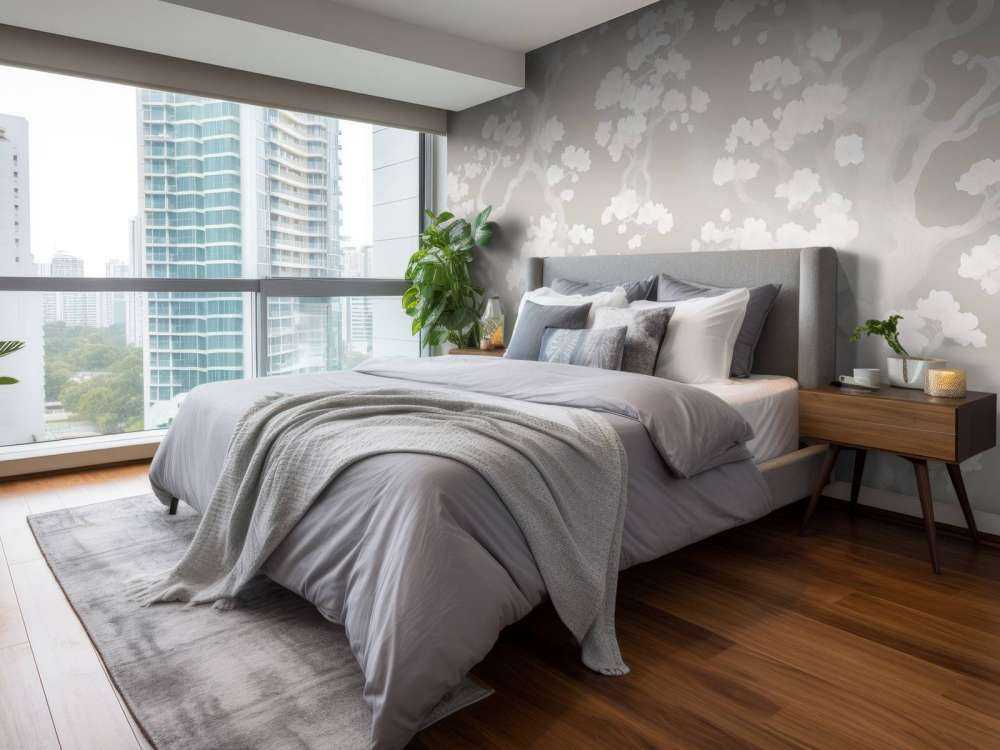 Vidunderlig blomstrende skov - taupe