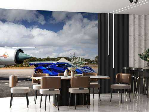 Futuristisk superbil på lufthavnen