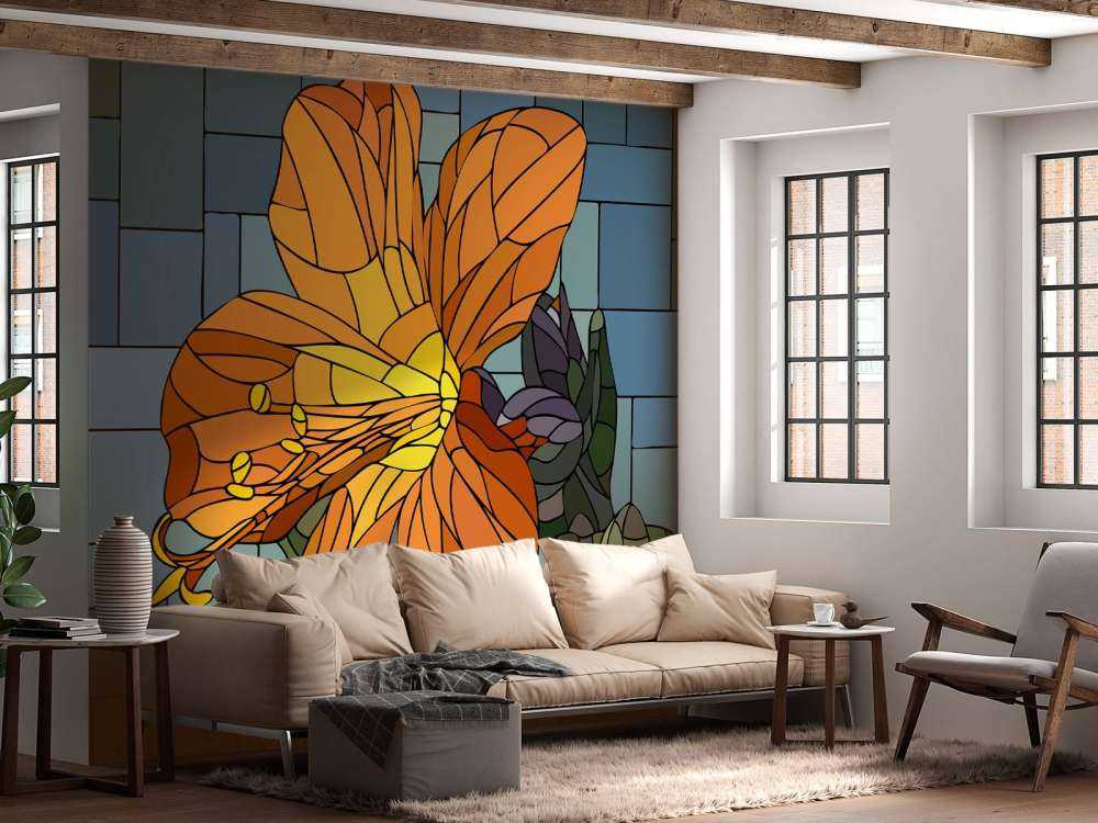 Farverig orange blomst
