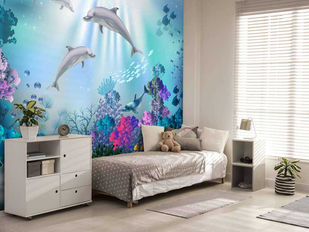 Undervandsverden med delfiner