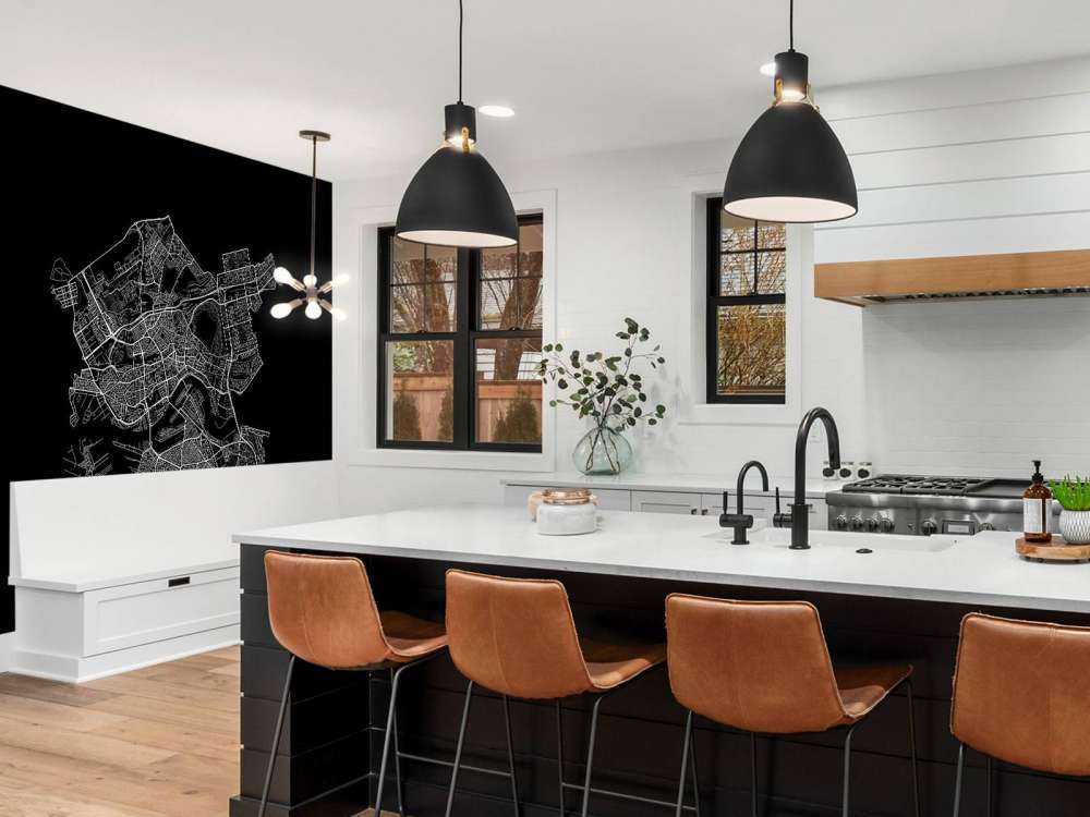 Kort over Rotterdam, sort