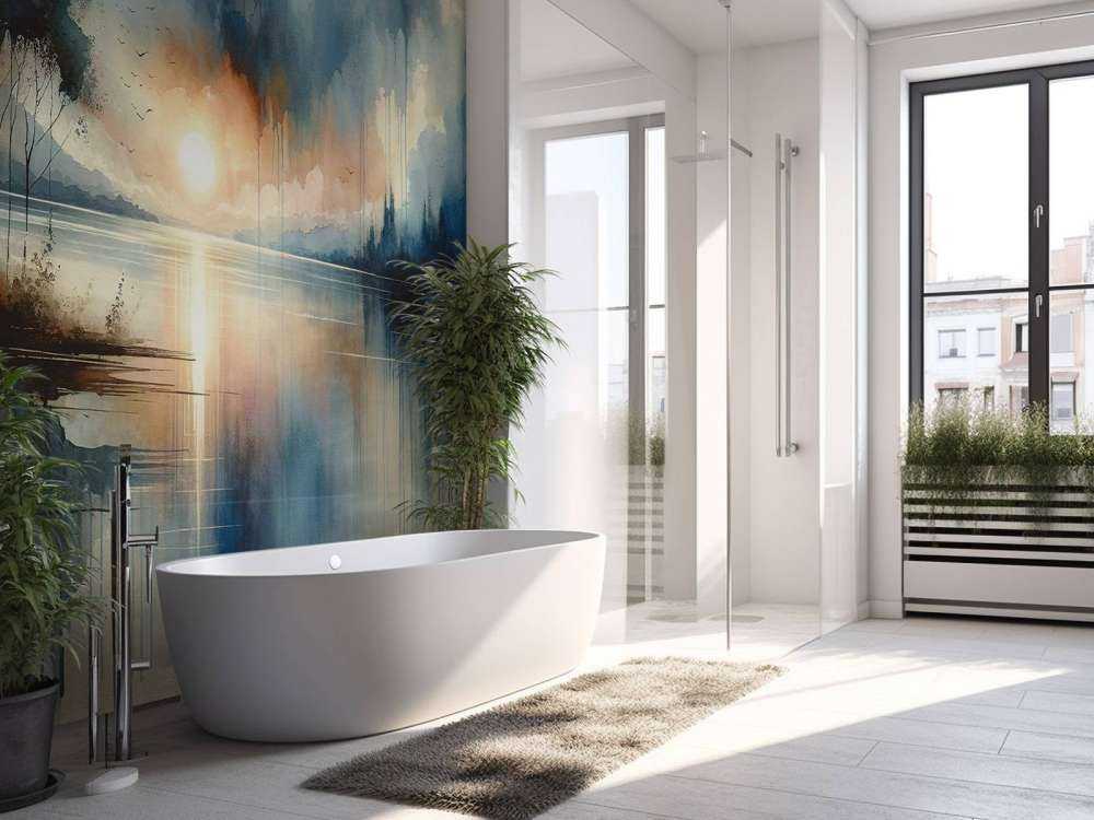 Akvarel Abstrakt Sø