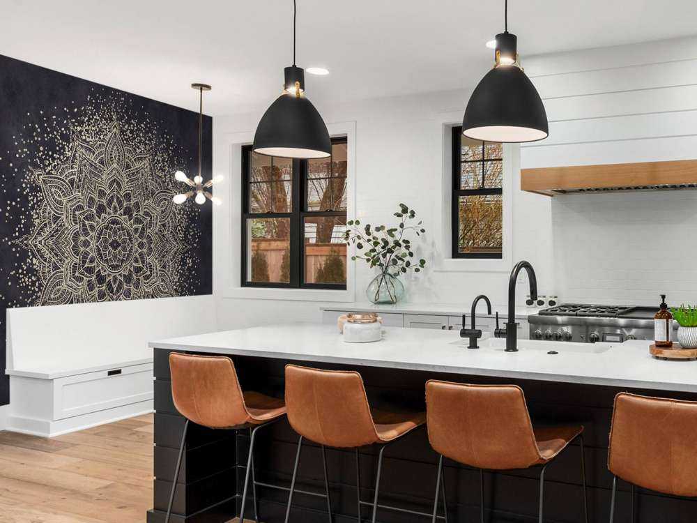 Golden Sparkling Mandala - mørk marineblå