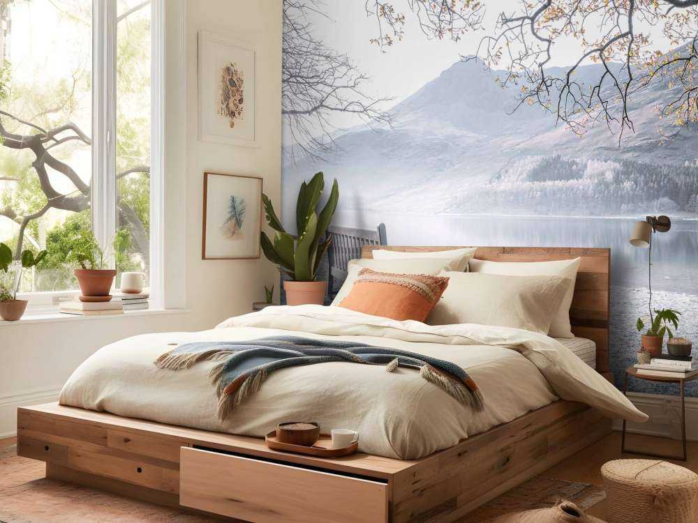 Bænk ved en stille sø