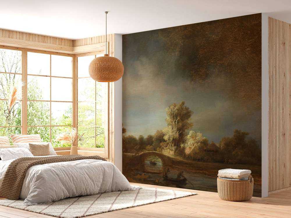 landskapp med steinbro