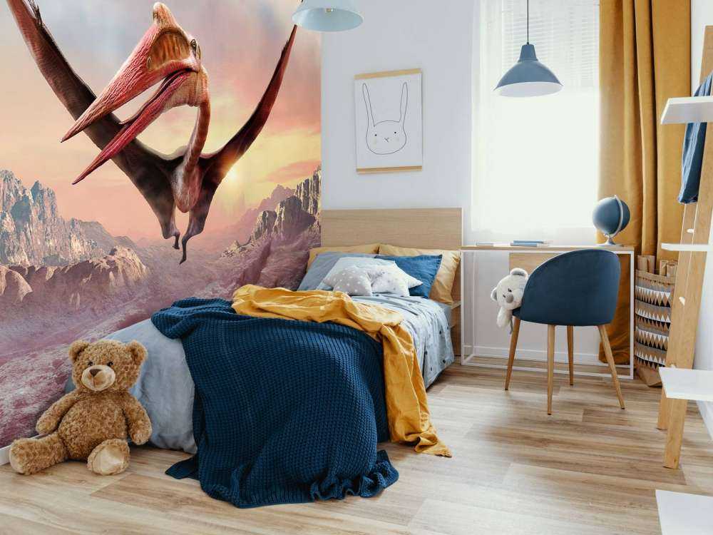 Quetzalcoatlus flyr over fjell