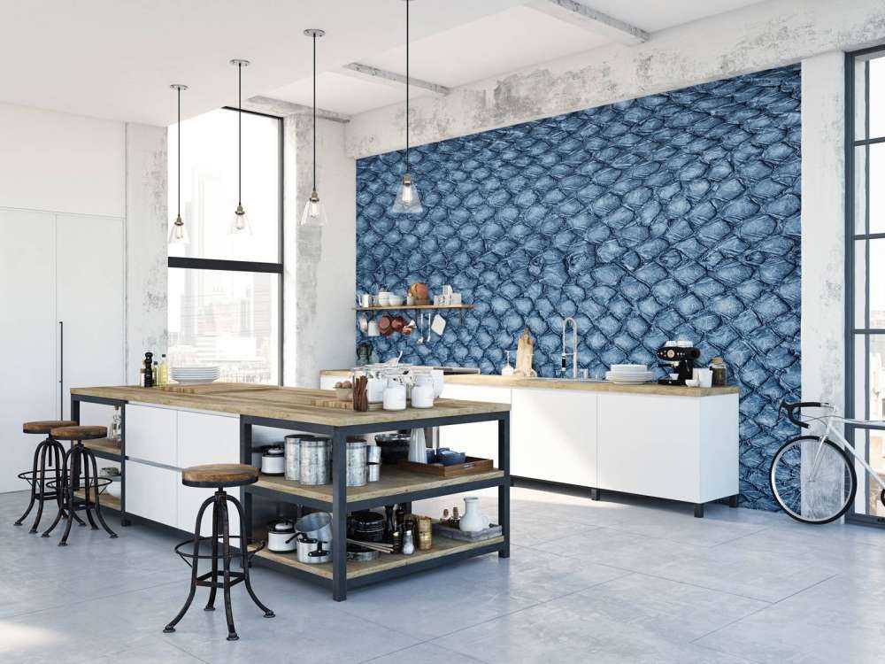 Lakseskinnstruktur i blå