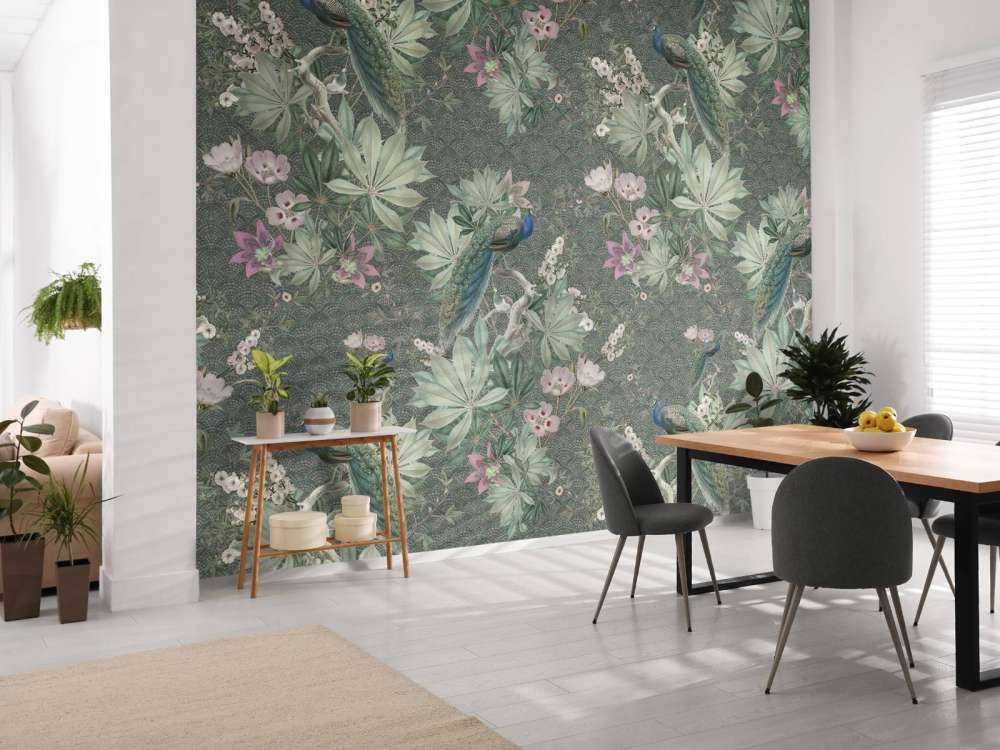 Vintage hagepåfugler - mørkegrønn