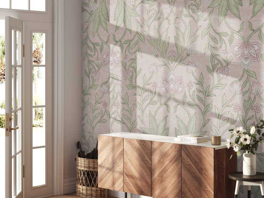 Morris blomsterdamask - pastellrosa