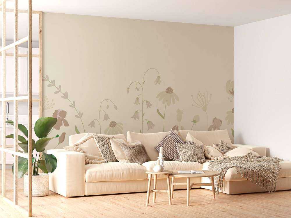 Blomsterfelt høy sand med gammelrosa