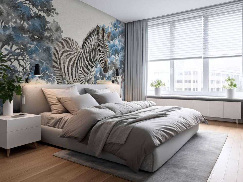 Ung sebra i naturen blå