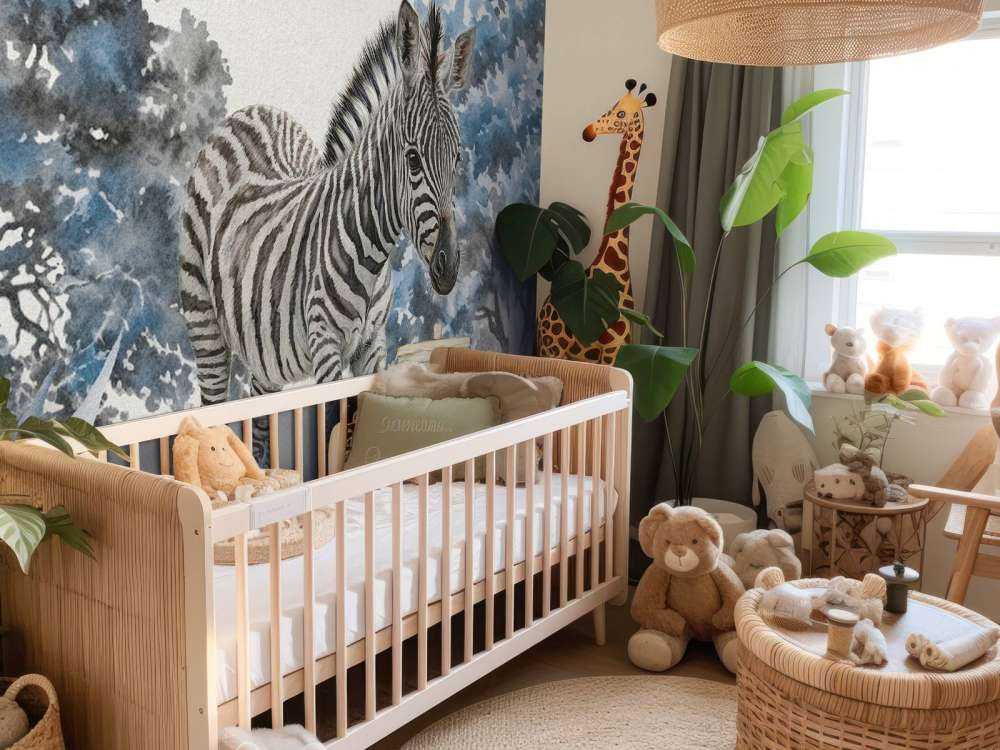 Ung sebra i naturen blå