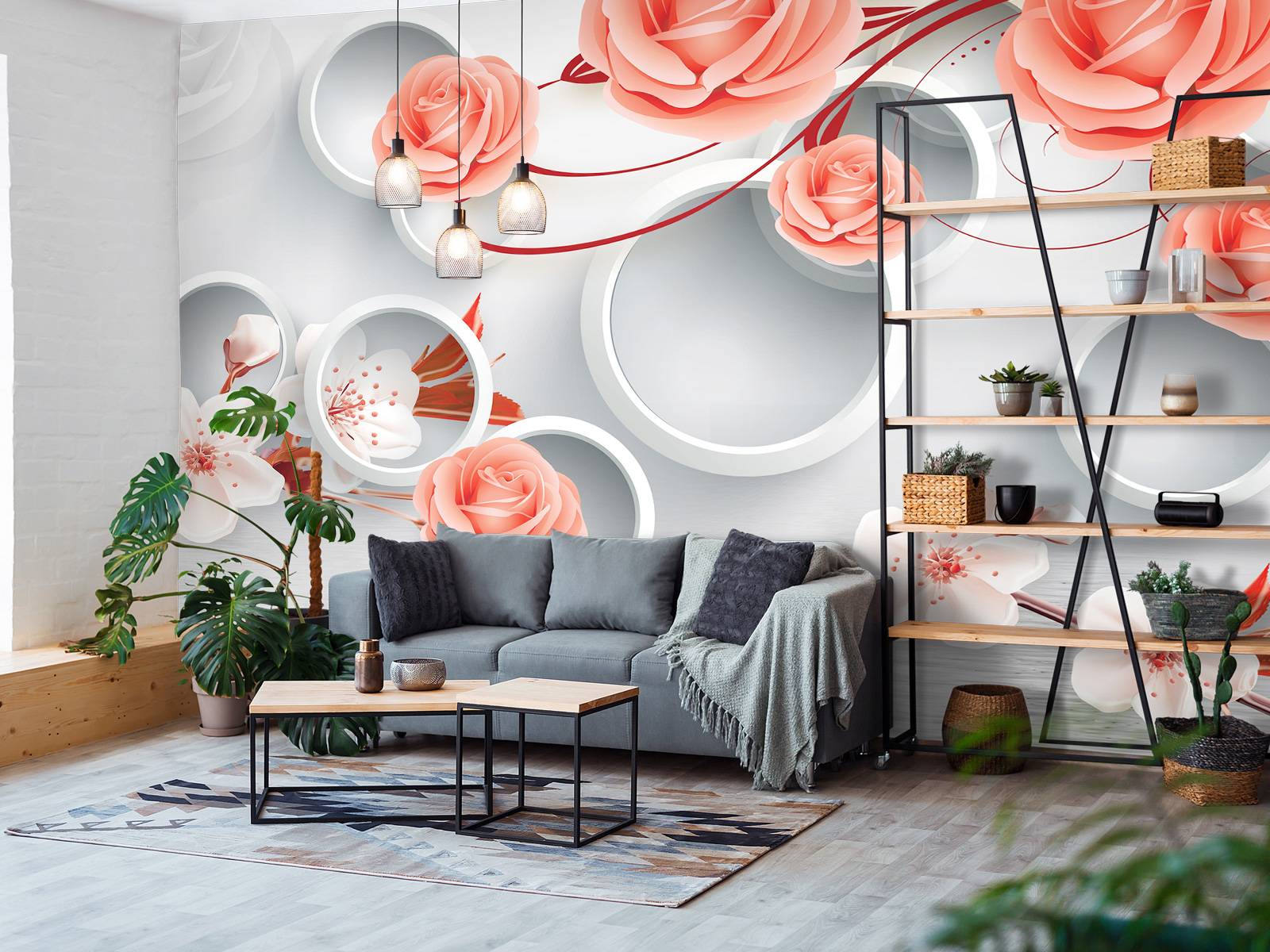 3D sirkler og blomster