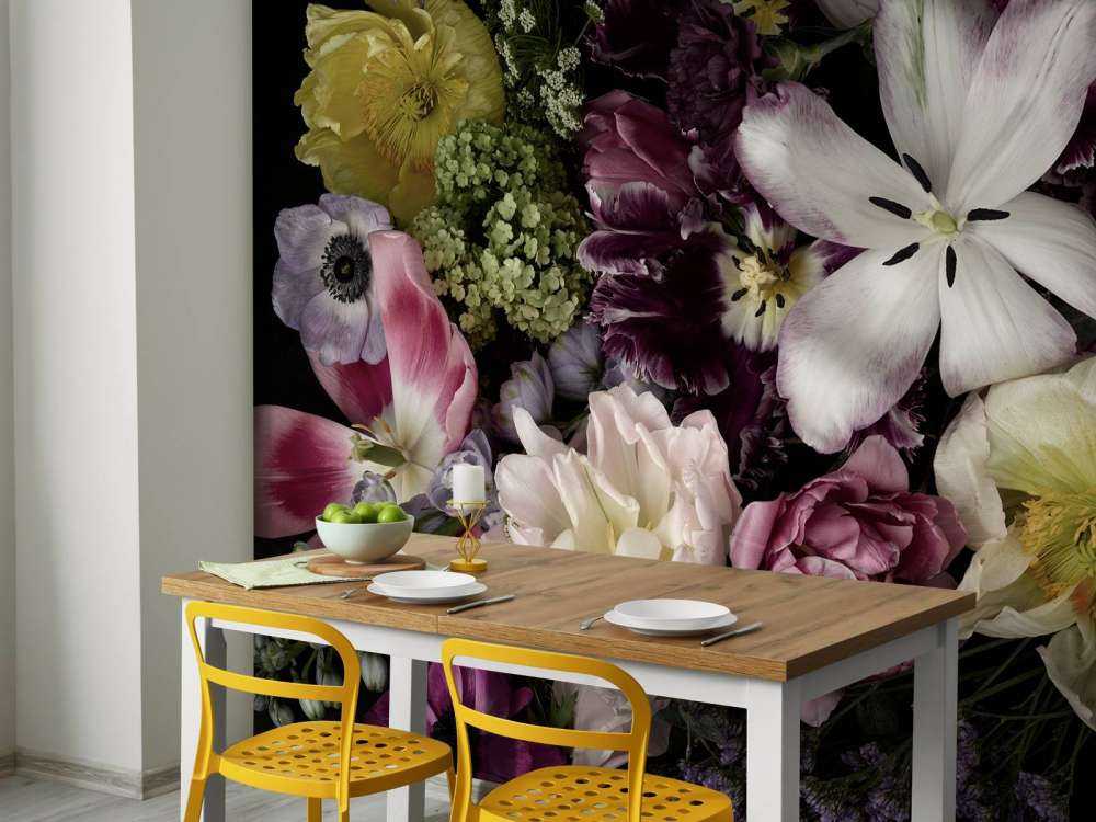 Fargerike blomster mørk