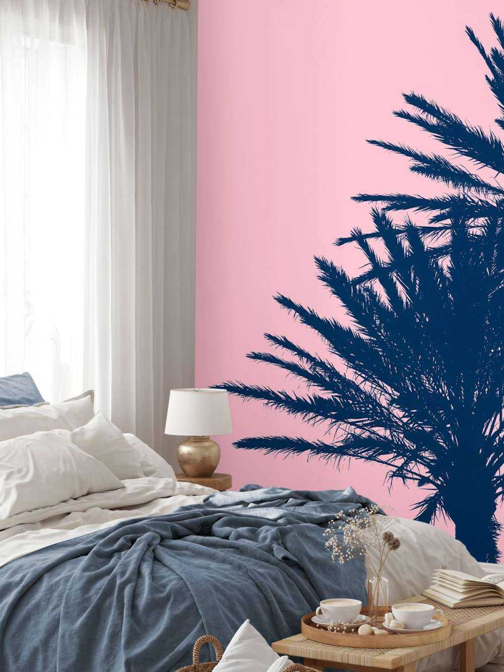 Palmer med rosa bakgrunn