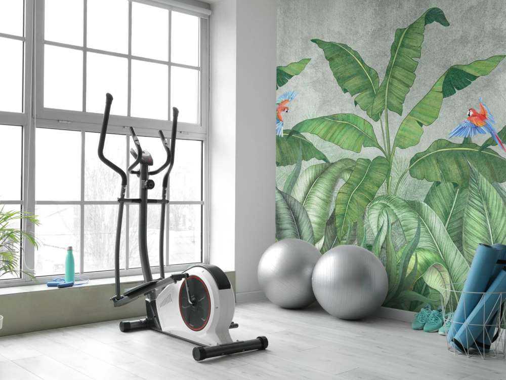 Tropiske blader på betong