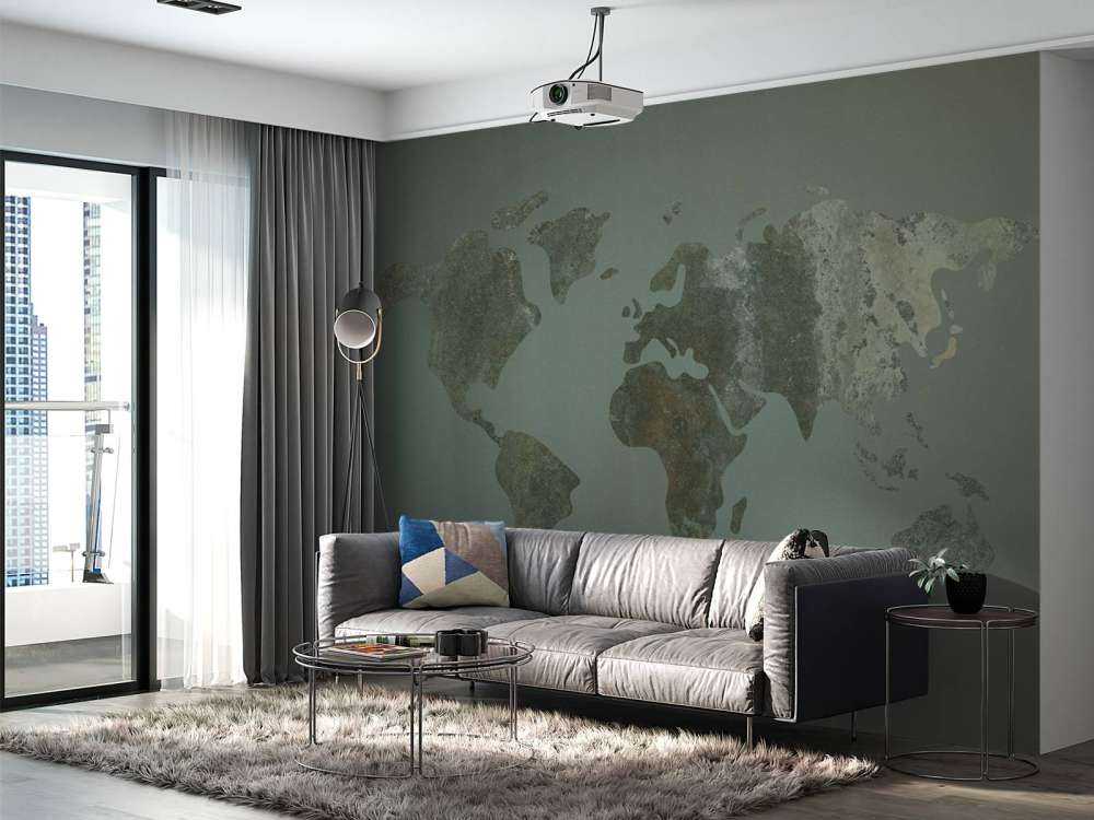 Grön världskarta med struktur