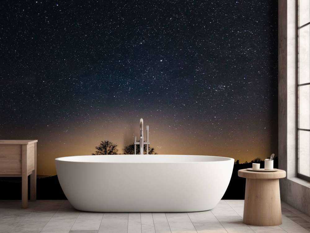 Solnedgång med stjärnor