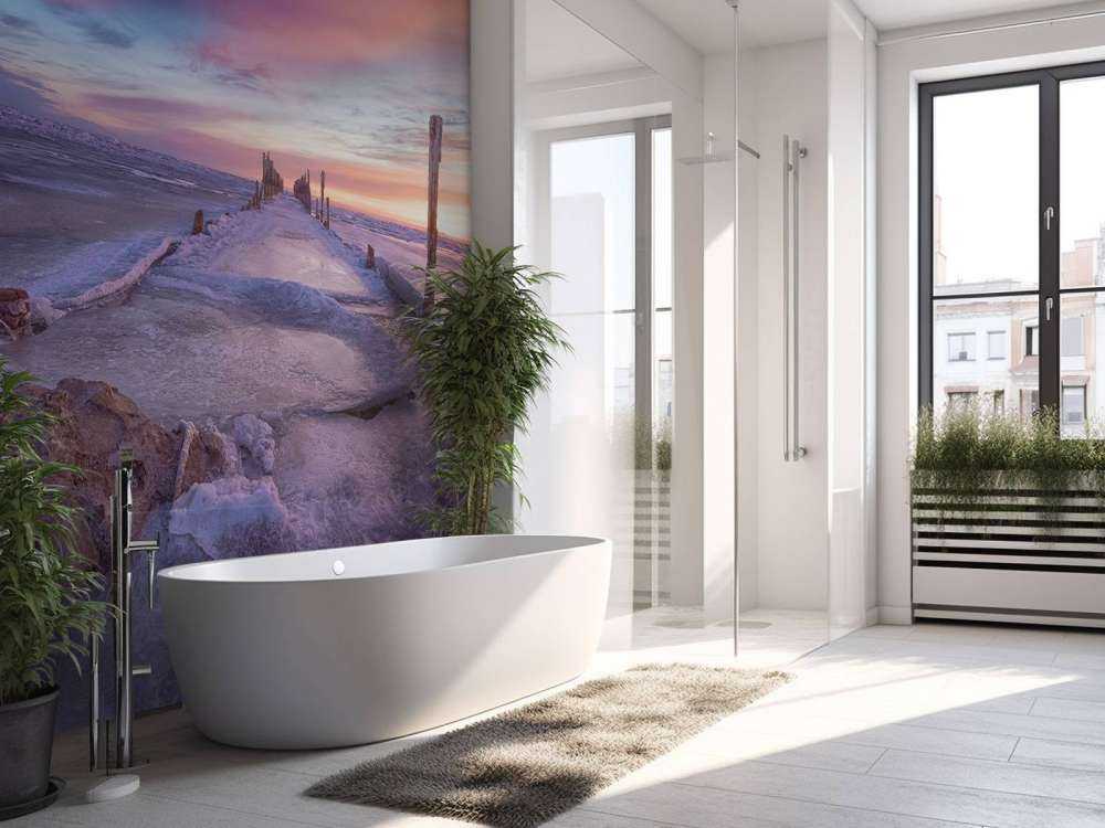 Stolphuvuden på det frysta Östersjön