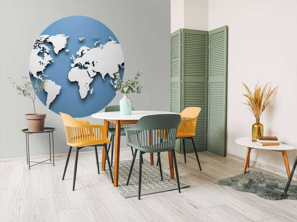 3D världskarta blå