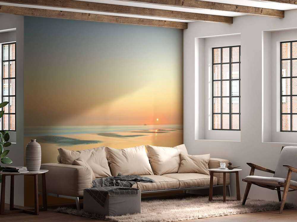 Solnedgång på skogen