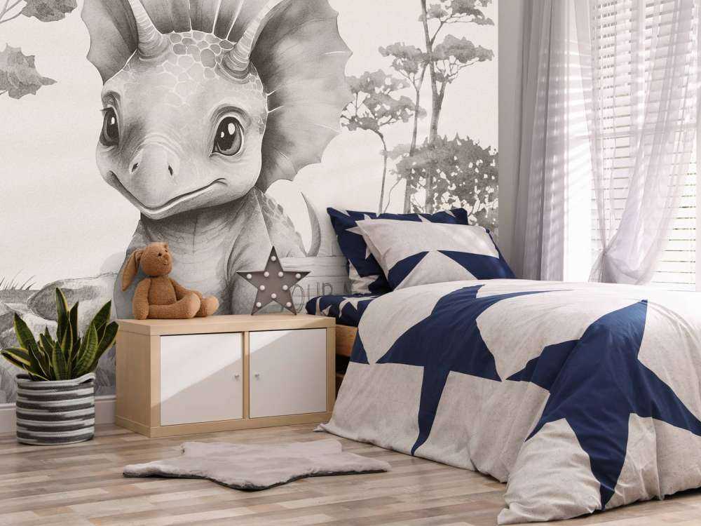 Baby triceratops i den beige djungeln