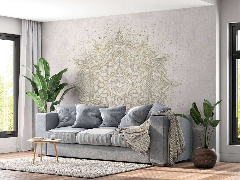 Mandala med gyllene gnistor - beige