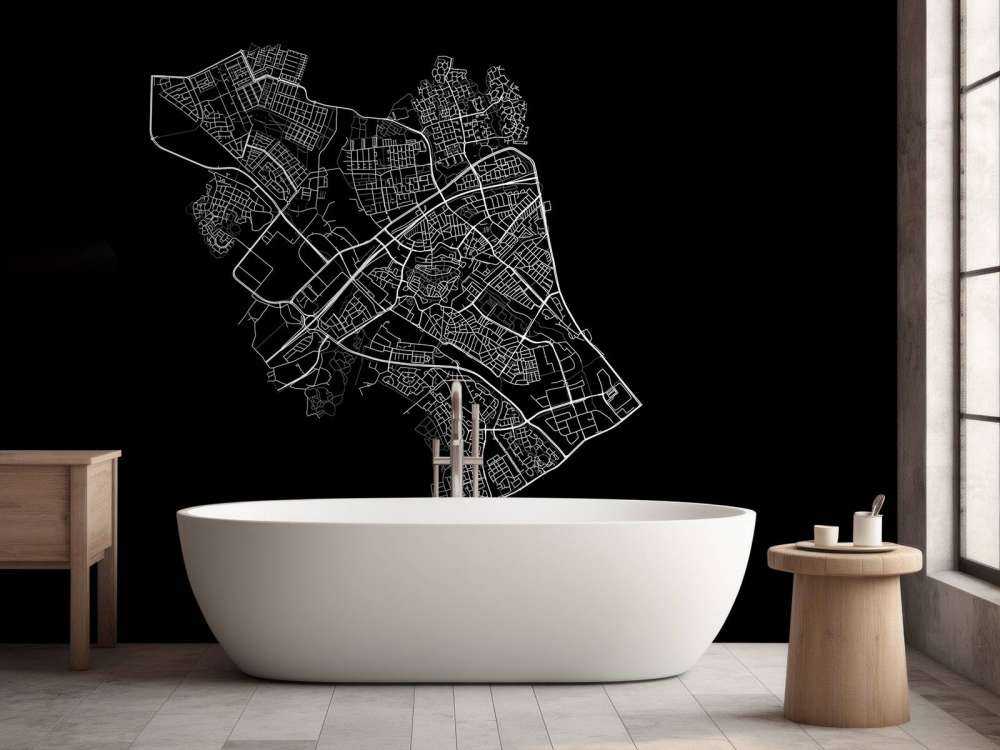 Karta över Zwolle, svart