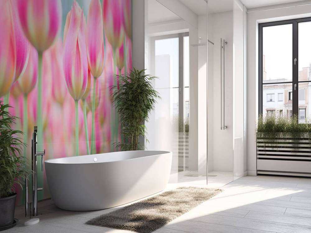 Närbild rosa tulpaner