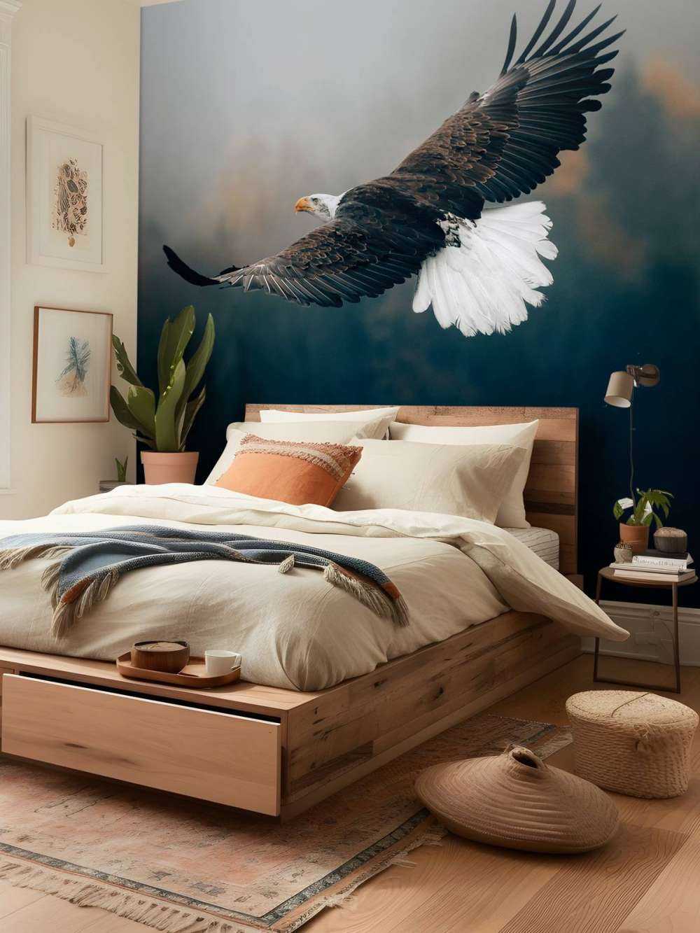 Bald eagle over skoven