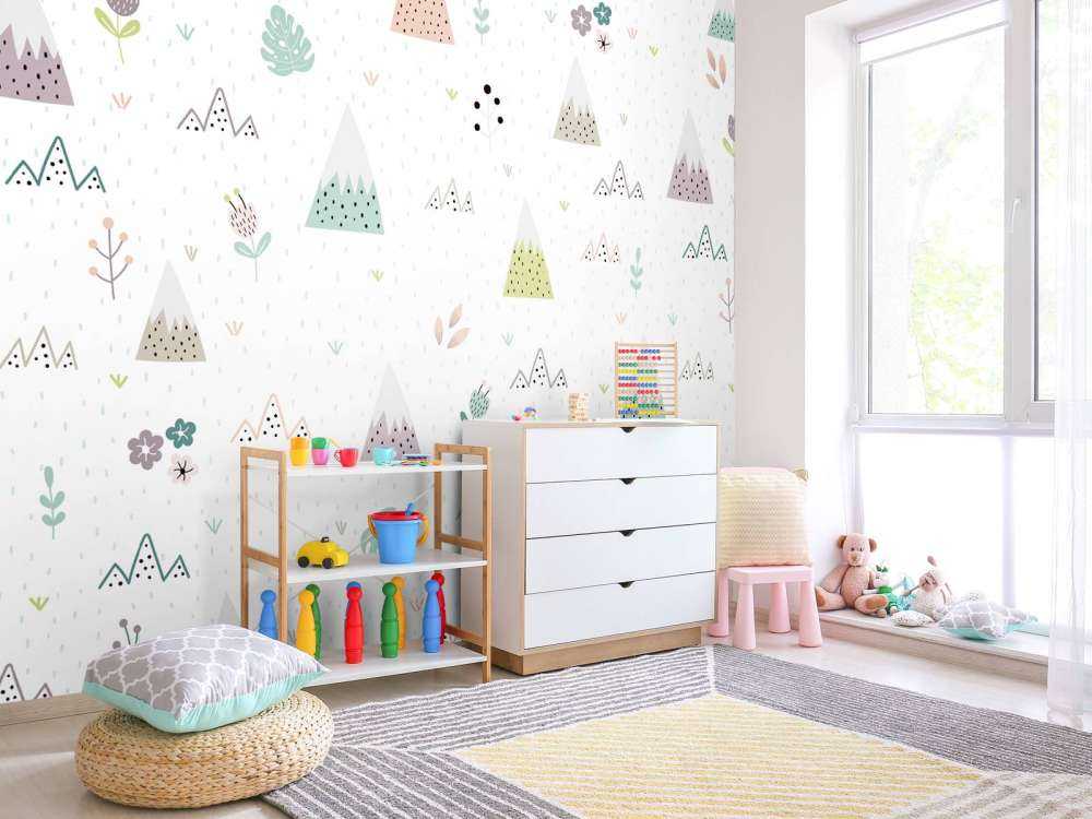 Bjerge, planter og blomster mønster